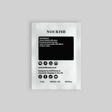 Load image into Gallery viewer, Nourish skincare product packaging with warning label on a gray background