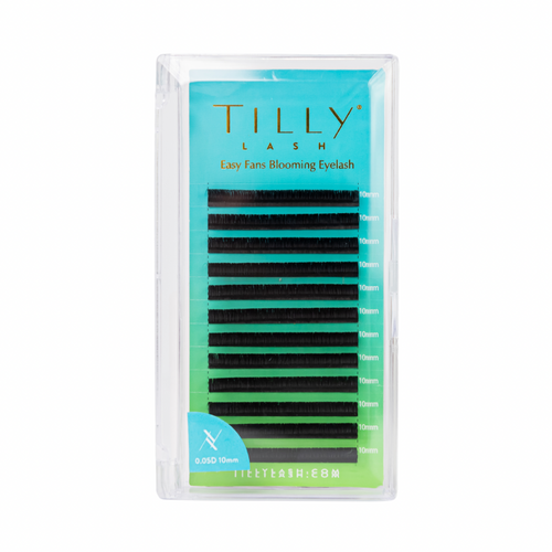 Easy Fan Eyelash packaging with Tilly Lash branding on a white background